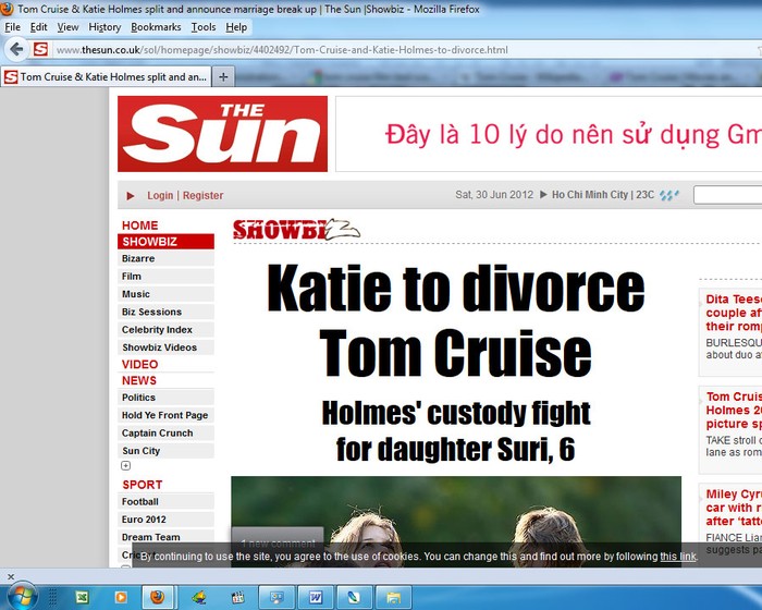 Trang The Sun đưa tin, Katie sẽ chiến đấu để hưởng quyền nuôi Suri
